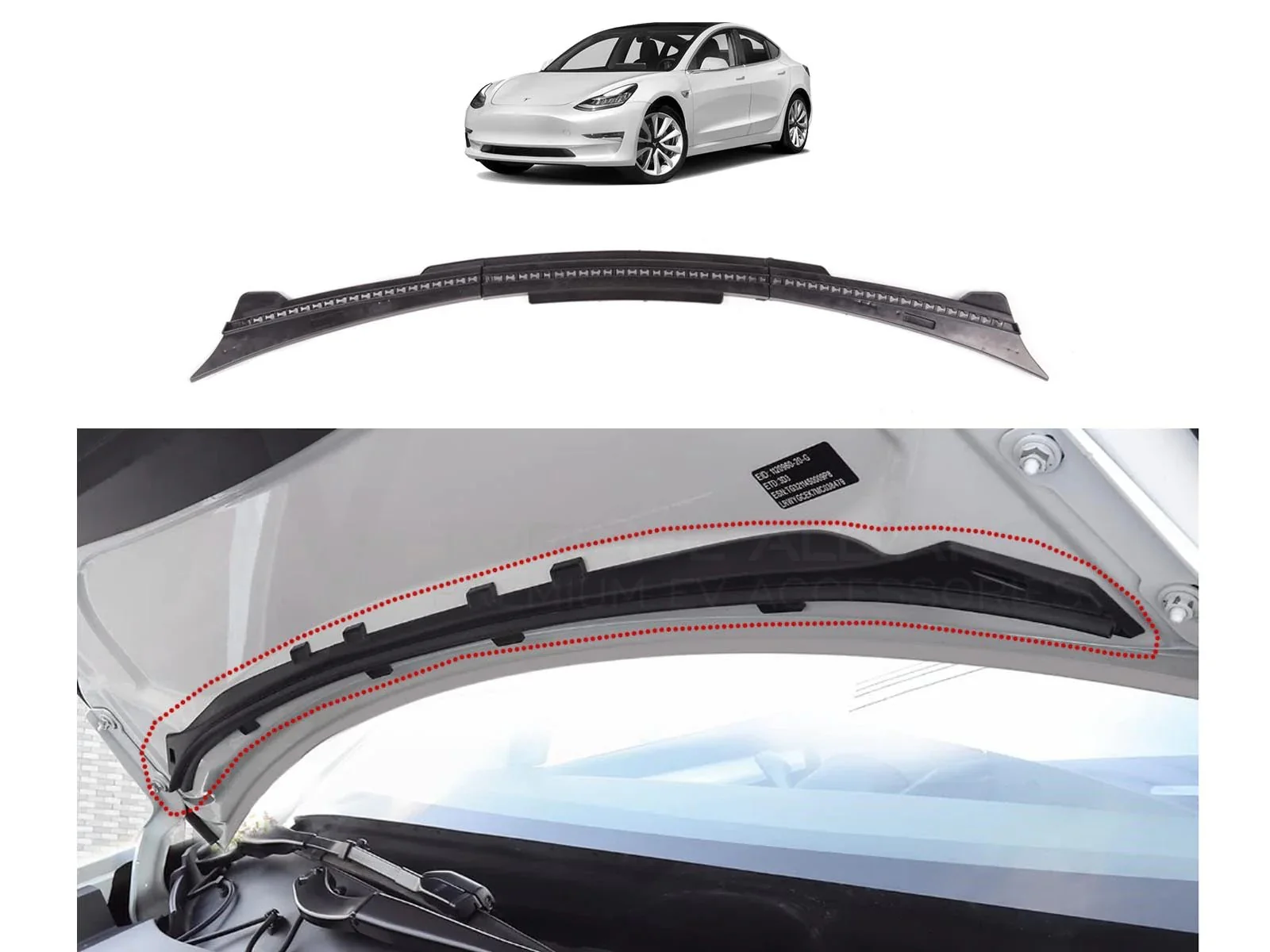 Tesla Model 3 Regen Beschermer Frunk Strip - Image 4